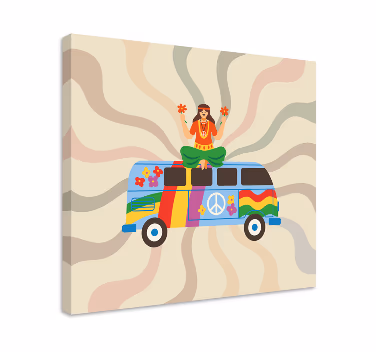 Flower power van platno s superjunaki - TenStickers