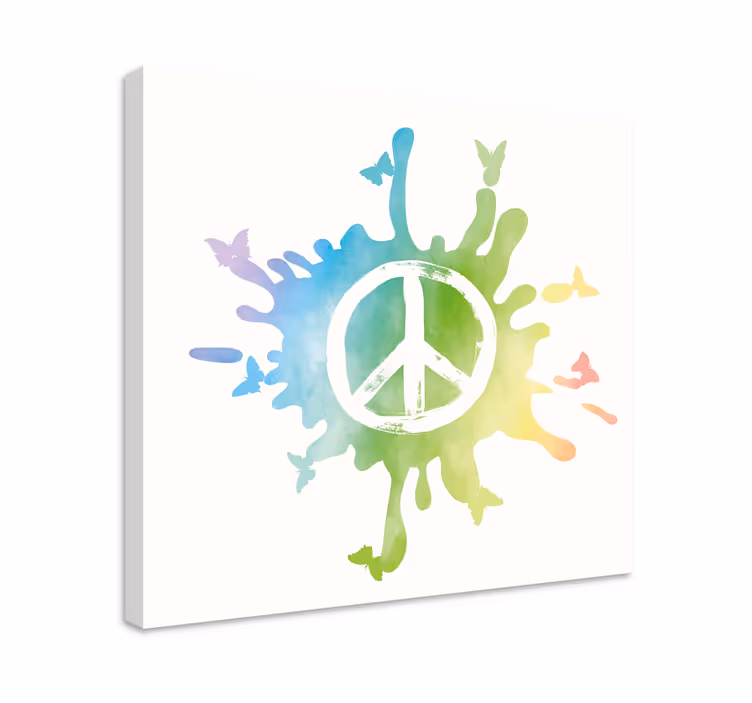 Peace symbol splash na rustikalnem platnu - TenStickers