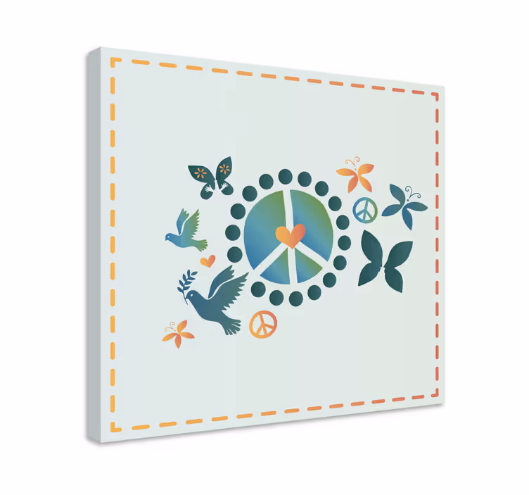 Peace symbol motif platno s citatom za notranjo opremo - TenStickers