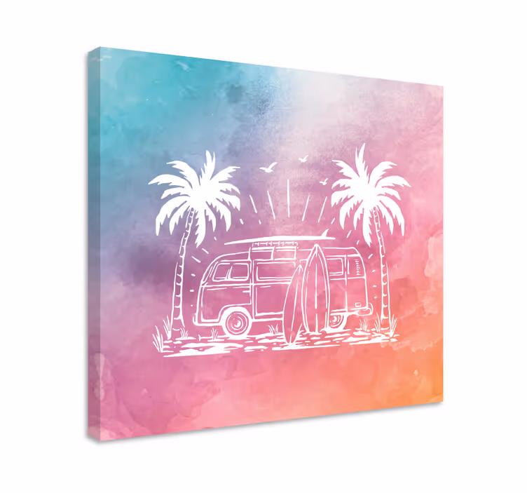 Retro surf van platno z motivi mest in držav - TenStickers