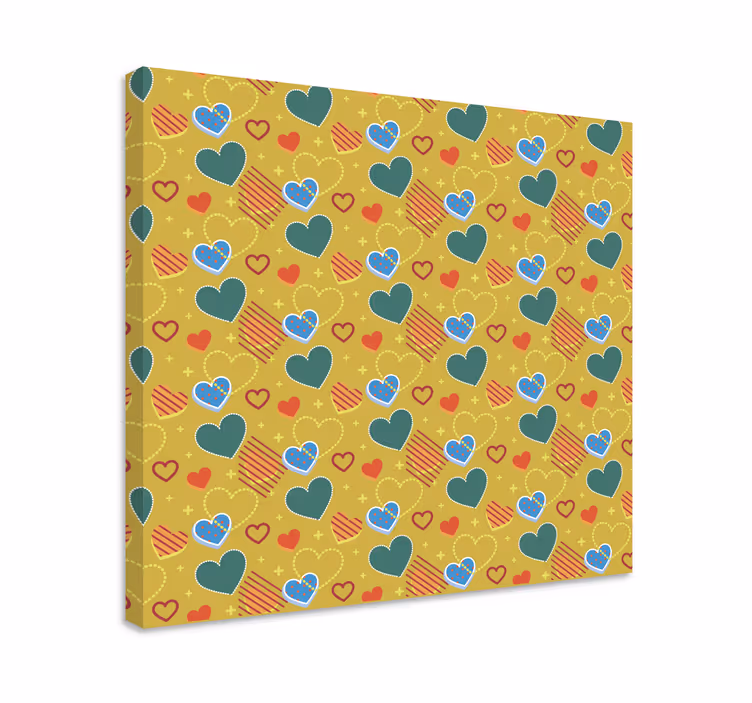 Colorful heart pattern platna z abecedo in črkami - TenStickers
