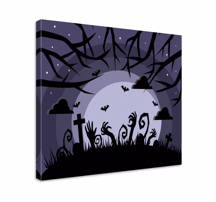 Creepy graveyard scene platno z napisi - TenStickers
