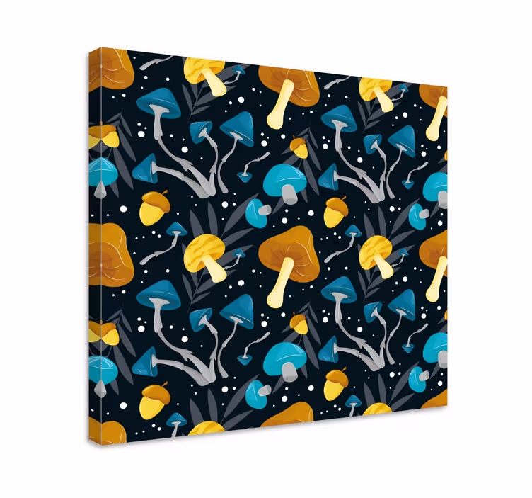 Mushroom forest pattern slikarsko platno z rastlinami - TenStickers