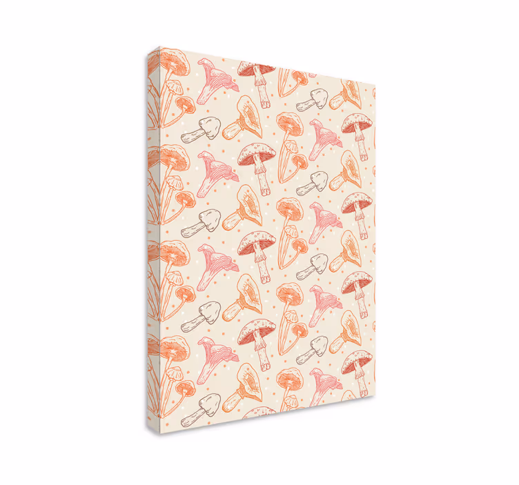 Mushroom motifs slikarsko platno z rožami in rastlinami - TenStickers