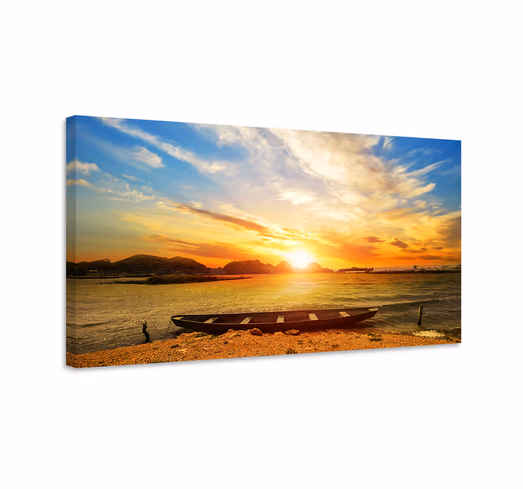 Sunset over water platno slika zemljevidov - TenStickers