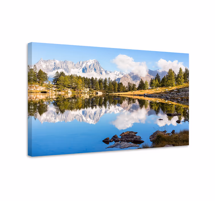 Jezero z odsevom gozda krajinsko platno - TenStickers