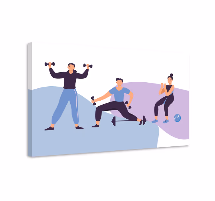 Fitness enthusiasts training Športno platno za slike - TenStickers