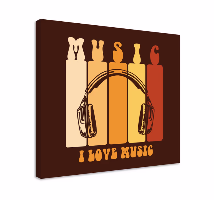 Headphones and sound za platno slikanje glasbe - TenStickers