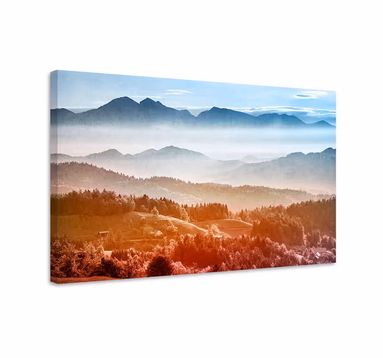 Meglen pogled na gore platno slika zemljevidov - TenStickers