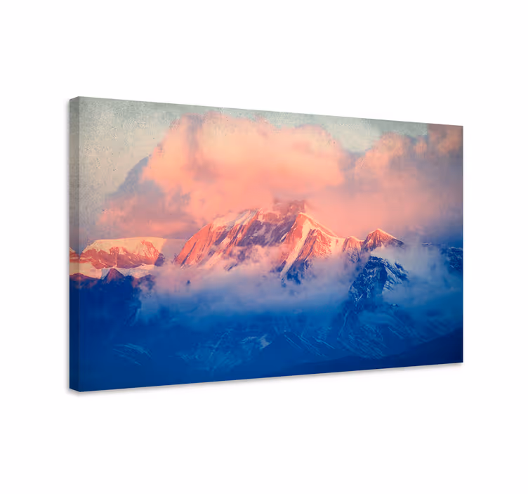 Mountain peaks sunset platno slika zemljevidov - TenStickers
