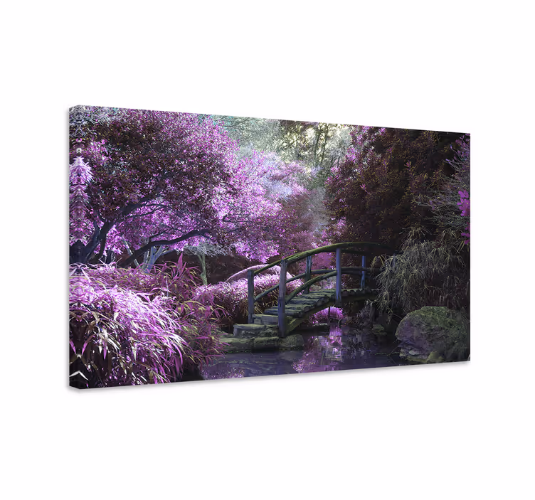 Serene garden bridge platno slika zemljevidov - TenStickers