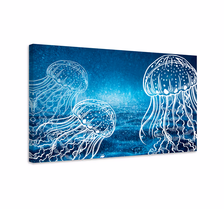 Jellyfish ocean life slikanje na platnu z morskim motivom - TenStickers