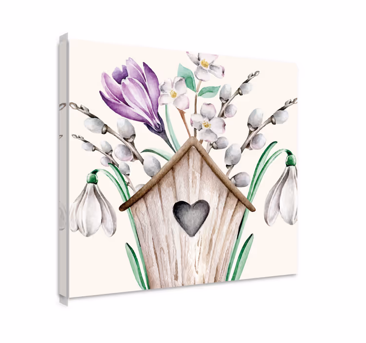Birdhouse floral arrangement slikarsko platno z rožami - TenStickers