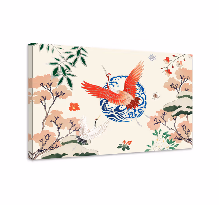 Chinoiserie rdeče retro platno - TenStickers