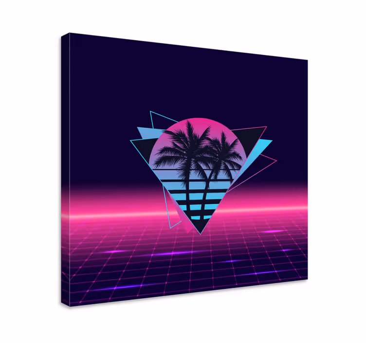 Retro platno s palmami v slogu vaporwave - TenStickers