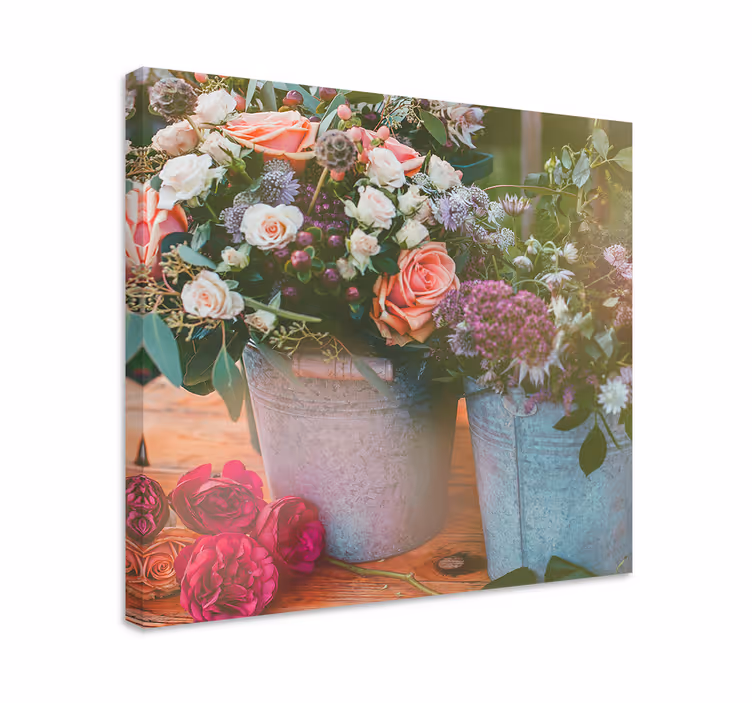Flower baskets display slikarsko platno z rožami - TenStickers
