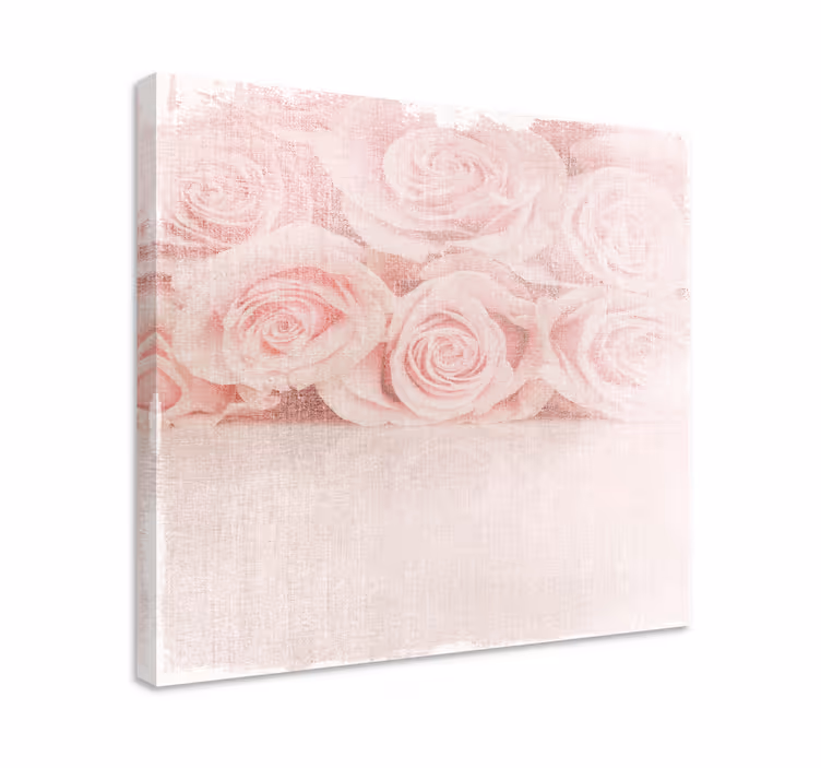 Svetlo roza vrtnice "shabby chic" retro platno - TenStickers
