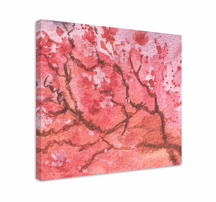 Sakura twigs slikarsko platno z rožami in rastlinami - TenStickers