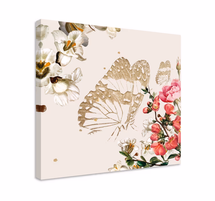 Gold butterfly blooms platno s čudovitim metuljem - TenStickers