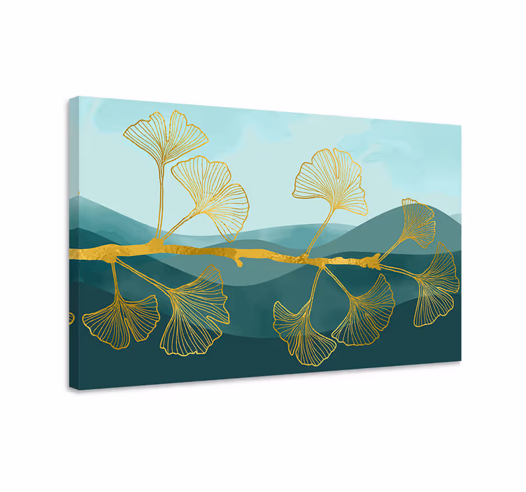 Ginkgo leaf reflection slikarsko platno z rastlinami - TenStickers