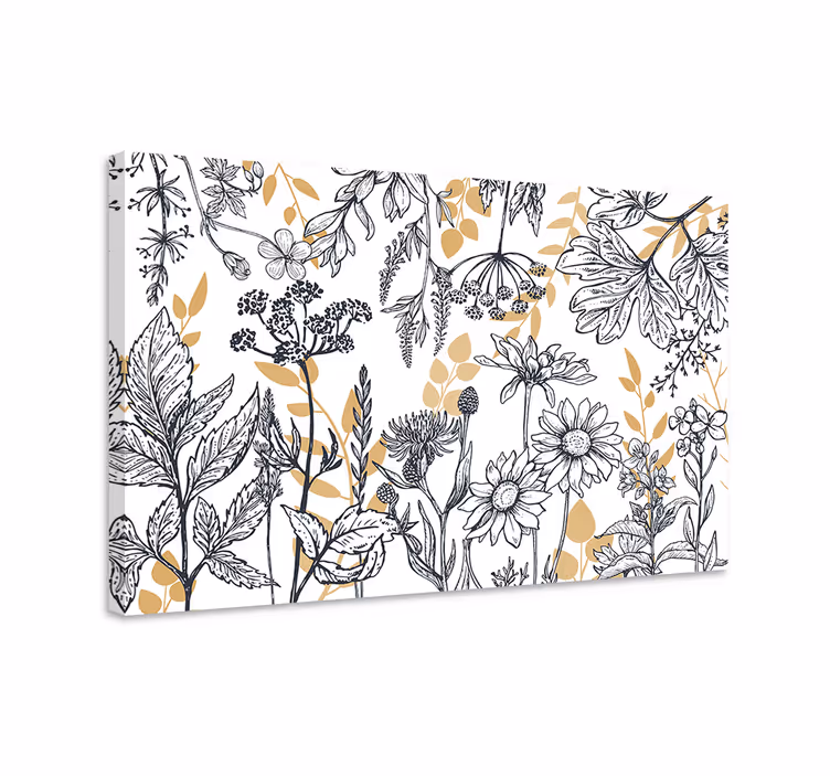 "glamour floral" z zlatim cvetnim platnom - TenStickers