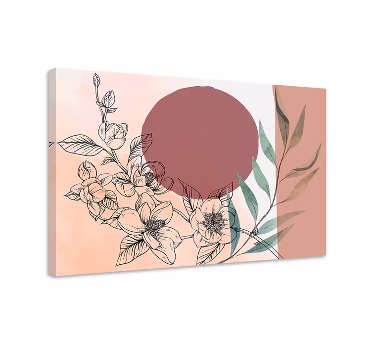 Floral arrangement with circle slikarsko platno z rožami - TenStickers