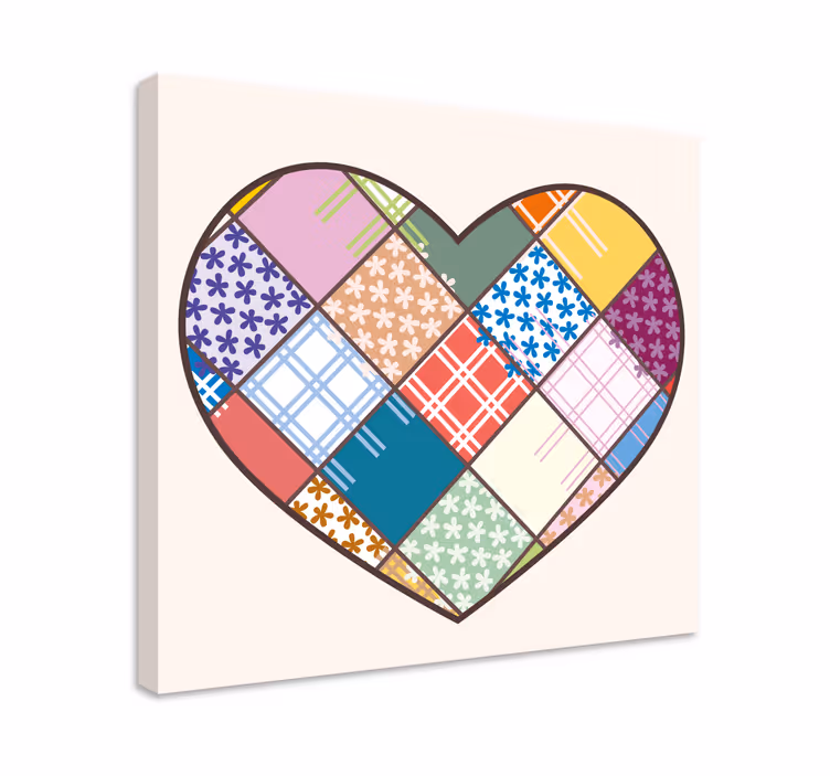 Patchwork pisan srček vzorec retro platno - TenStickers