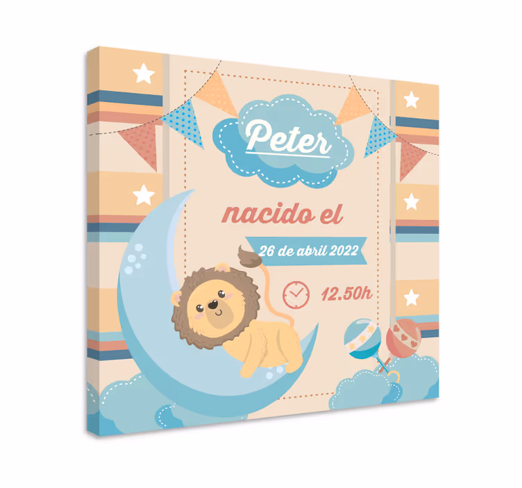 Lion moon celebration platno slikanje za dojenčke - TenStickers