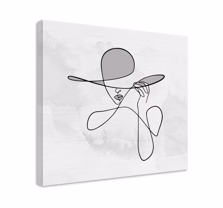 Minimalistična ženska s klobukom, platno za predsobo - TenStickers