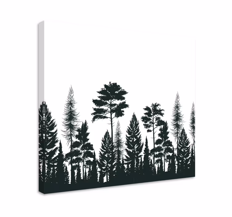 Borovci silhueta drevesa stensko platno - TenStickers