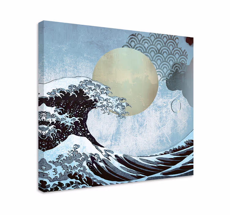 Waves and moon platno slika zemljevidov - TenStickers