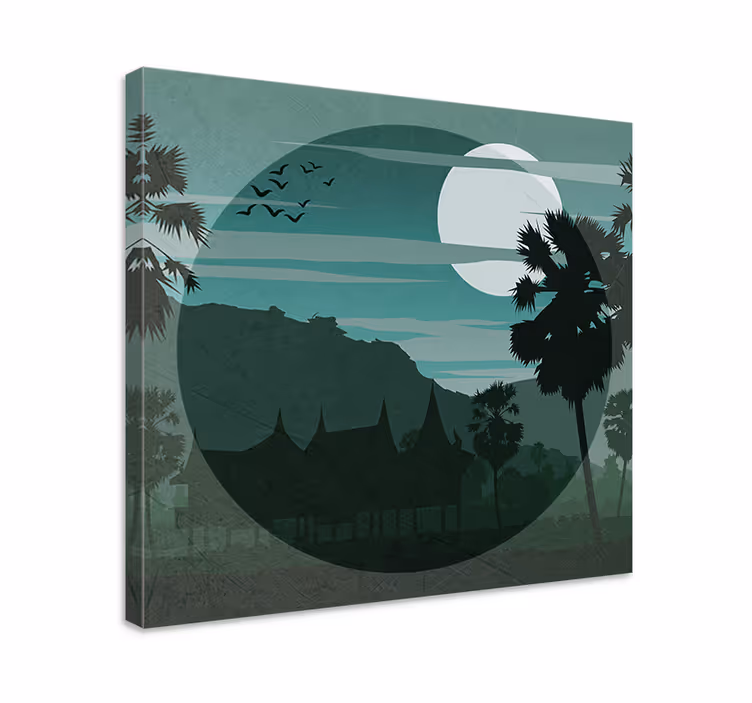 Serene moonlit view platno slika zemljevidov - TenStickers