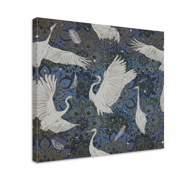 Elegant cranes dance platno slikanje rib - TenStickers