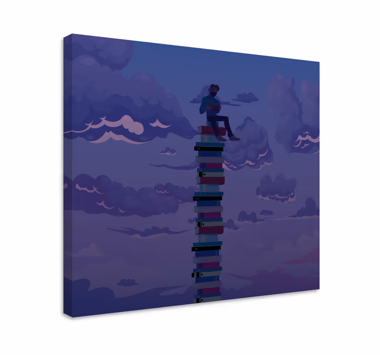 Skyward stacked books krogovna slika na platnu - TenStickers