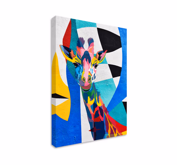 Colorful giraffe portrait platna slike z motivi živali - TenStickers