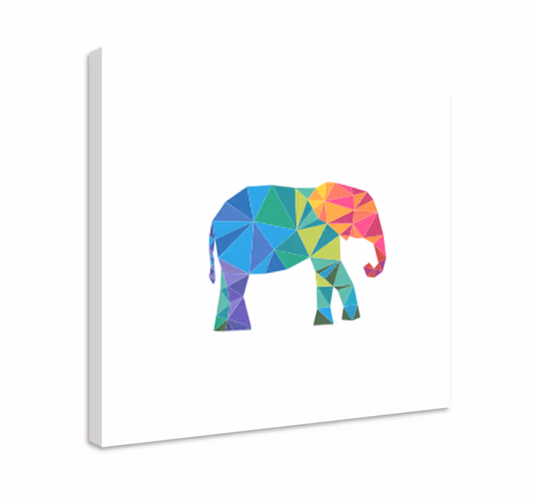 Pisani poligonski slon olifant slika na platnu - TenStickers