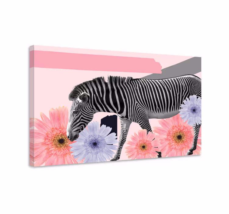 Zebra among blooms platna slike z motivi živali - TenStickers