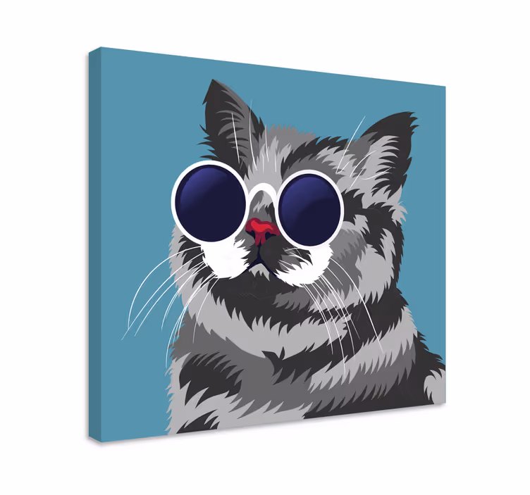 Smešna slika modernega platna sive mačke - TenStickers