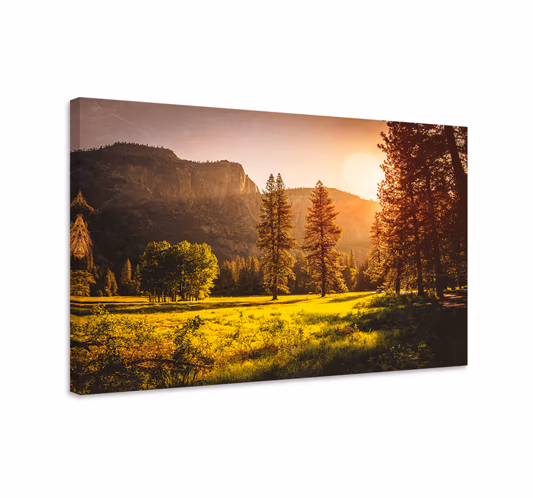 Sončni zahod nad gorami platno slika zemljevidov - TenStickers