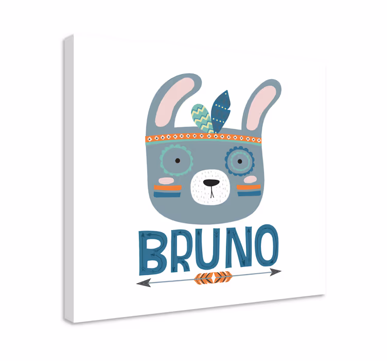 Cute bunny face in kompozicija ljudi na platnu - TenStickers