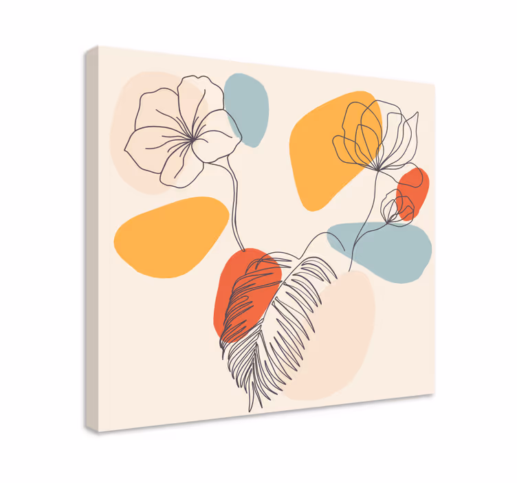 Overlapping flower lines slikarsko platno z rožami - TenStickers