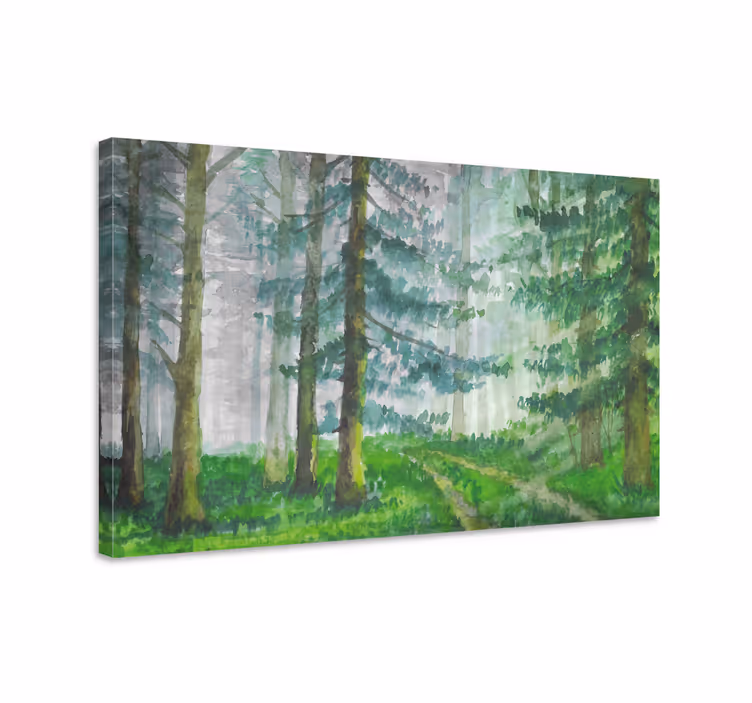 Foggy woodland trail platno slika zemljevidov - TenStickers