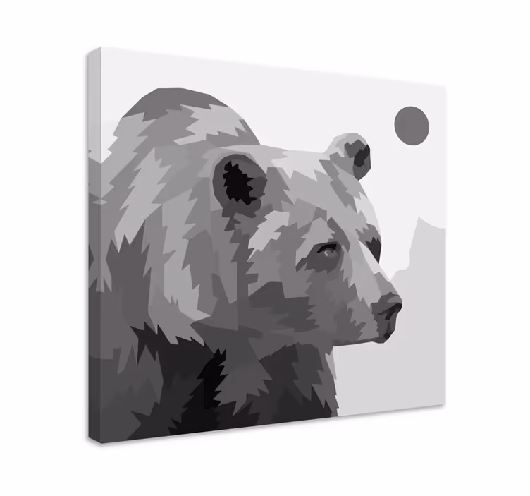 Geometrijsko-živalski odtisi na živalskem platnu sivega medveda - TenStickers
