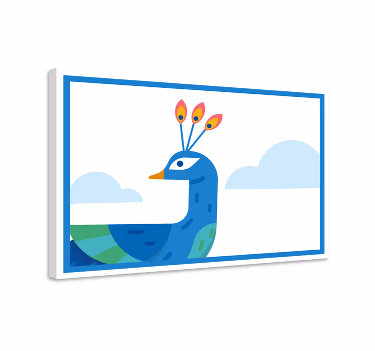 Stiliziran modri pav platna slike z motivi živali - TenStickers