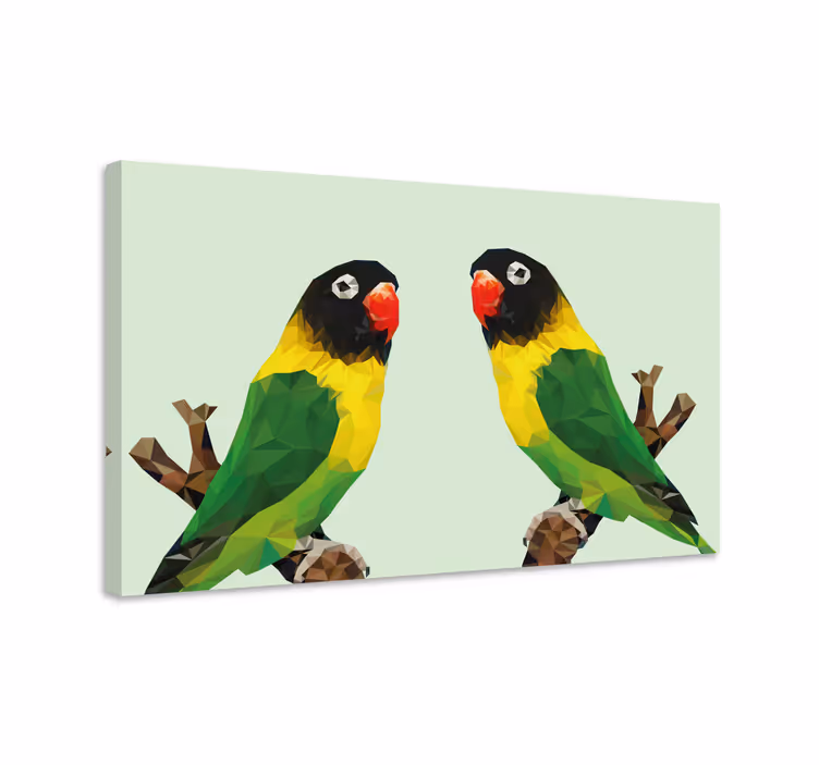 Polygonal parrots display ptica na platnu - TenStickers