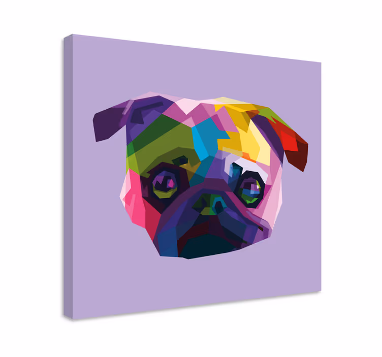 Geometrijske živali mops pes platna odtisi - TenStickers
