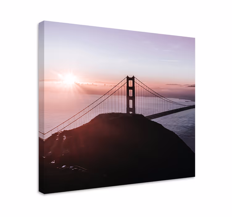Golden gate span platno z mestnimi in državami slikami - TenStickers
