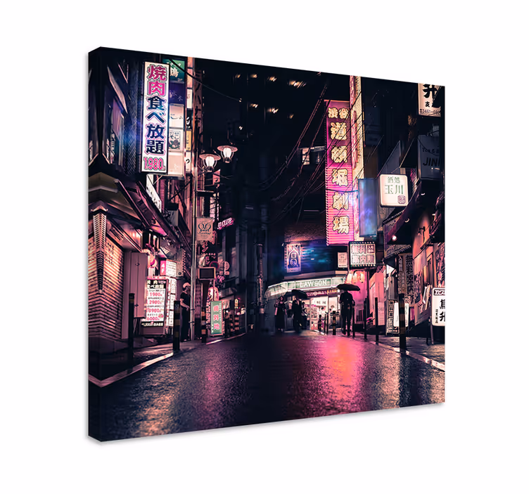 Neon city streets platno z mestnimi in državami slikami - TenStickers