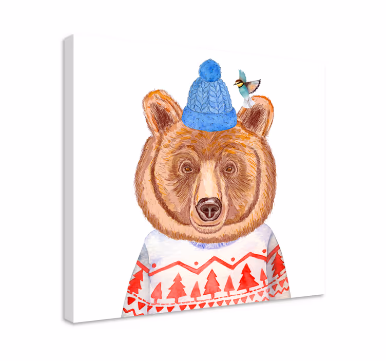 Charming bear illustration platna slike z motivi živali - TenStickers