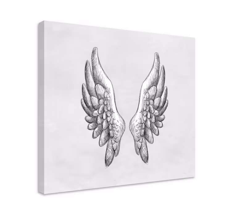 Detailed wing sketch na platnu z drugim besedilom - TenStickers